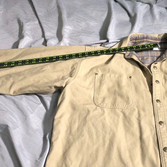 Vintage Carhartt Mens Shirt Jacket XLT Khaki Flannel Lined Snap Shacket S96GKH - Picture 10 of 16